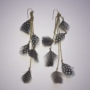 Urban outfitters gold & feathered earrings